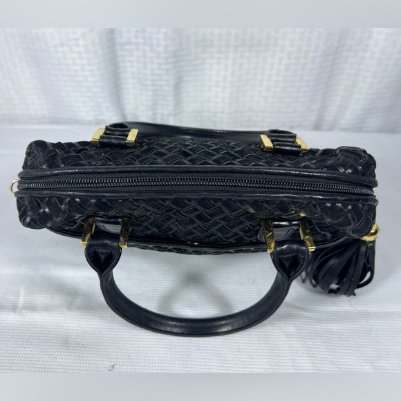 Vintage Bally Black Woven Leather Satchel with Tassel – Made in Italy - Picture 5 of 15